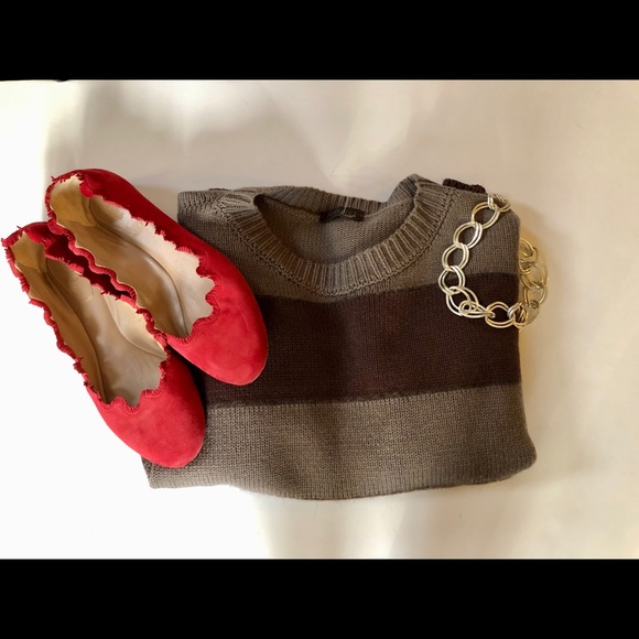 Peserico Tricot Brown Striped Wool Sweater Sz: 44 - Picture 7 of 7